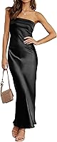 MEROKEETY Strapless Satin Tube Bodycon Maxi Dress Backless Wedding Guest Formal Cocktail Party 2026