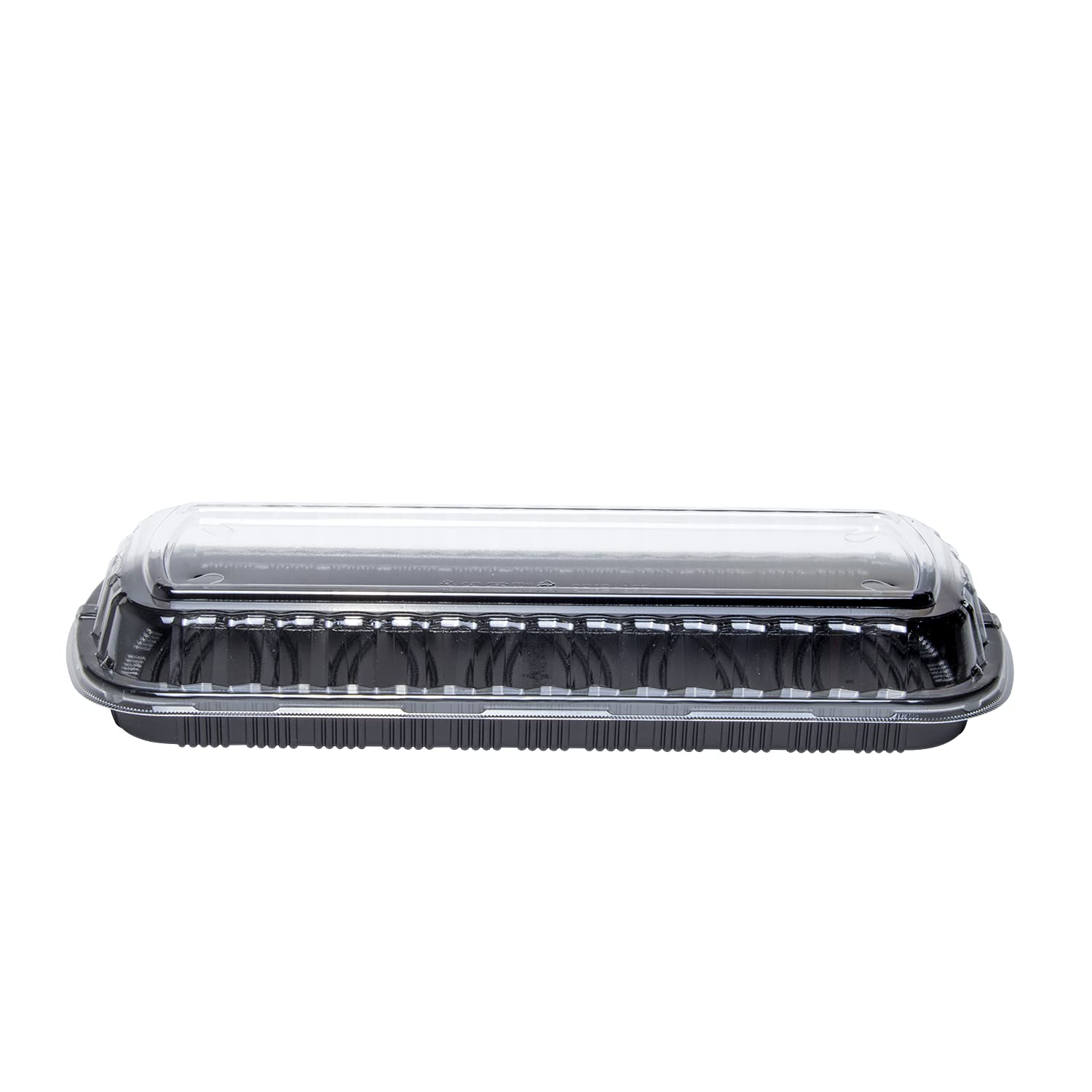 Karat Full Slab Black PP Plastic Rib Container with Clear OPS lid - 100 ct