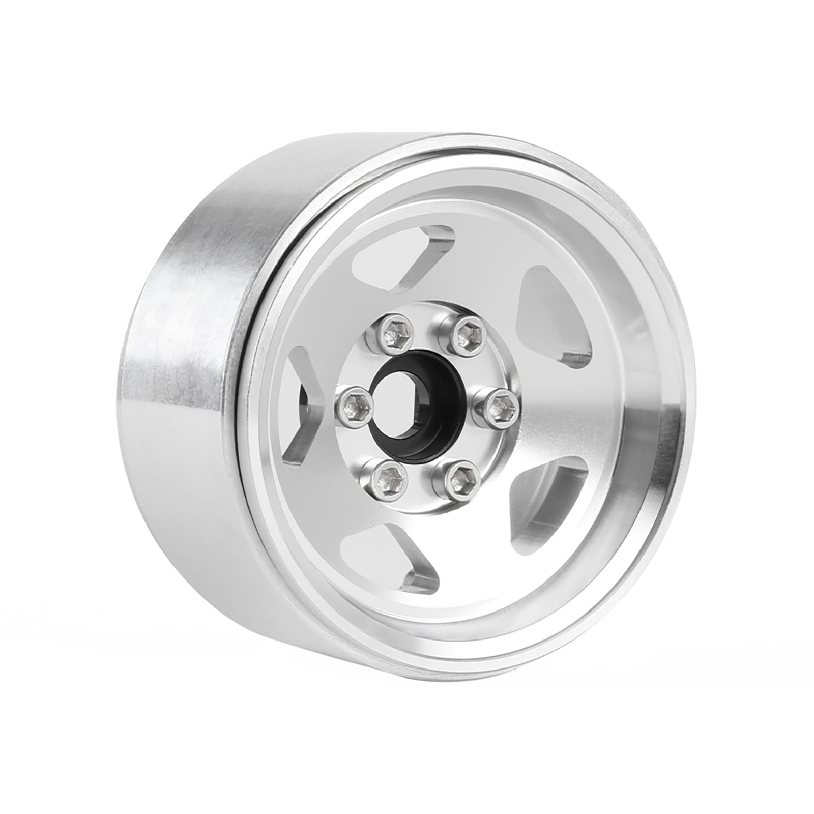 KINGCOO 4PCS 1,9 Zoll Beadlock Felgen 5Spoke Aluminium Metall Rad Felgennabe für 1/10 RC Rock Crawler Auto für Axial SCX10 TRX4 D90 MST VS4-10 Redcat Gen8 Enduro Upgrade Teile Zubehör (Silber)