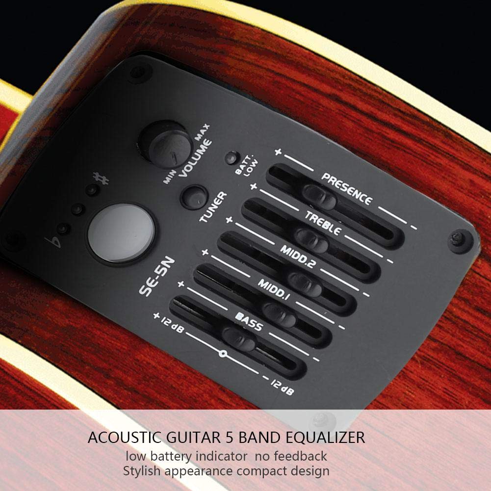 Equalizzatore a 5 Bande per Chitarra, SE-5N 5 Band EQ Equalizzatore Pickup Accordatore per Chitarra