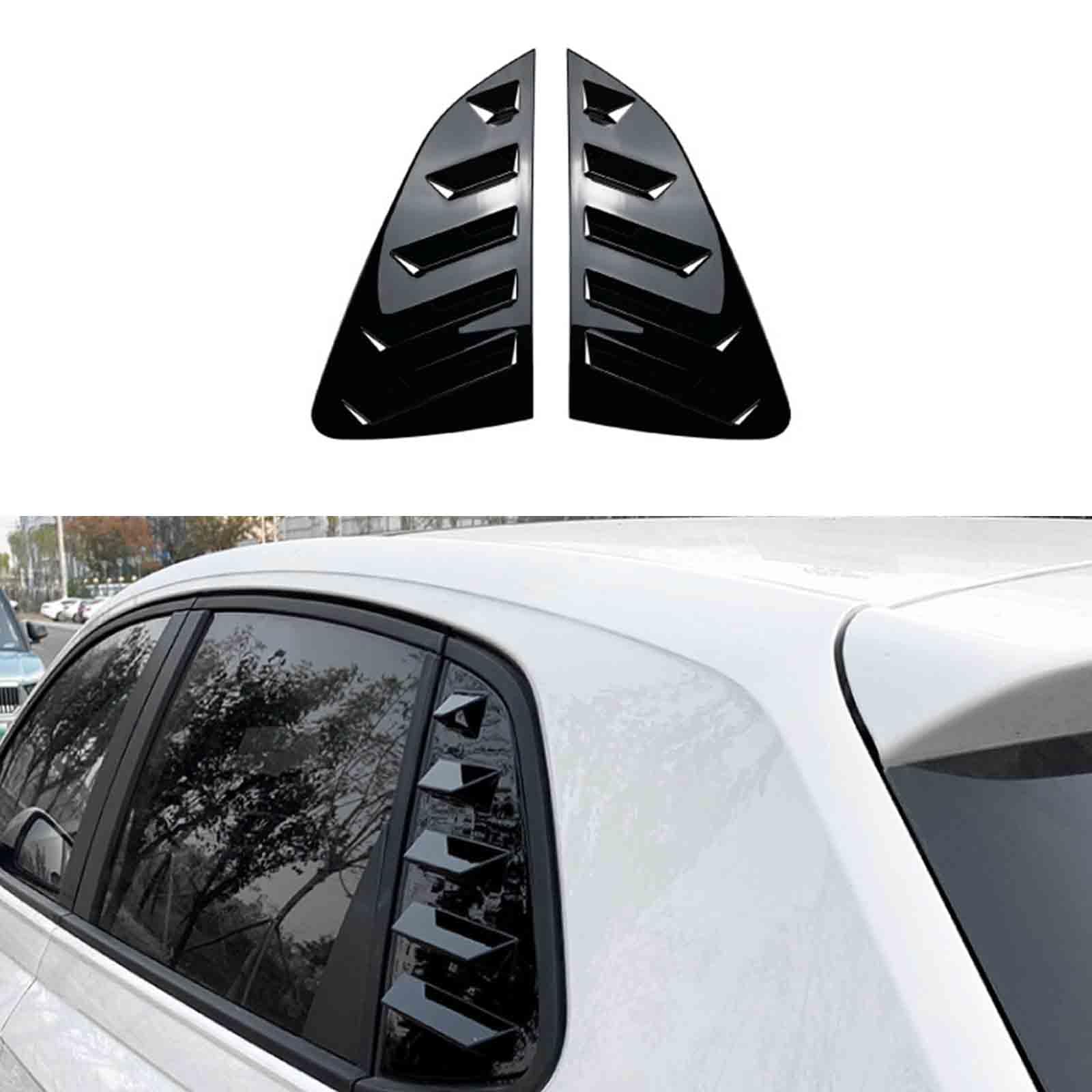 YPFYBHD Rear Window Louver Shutter, Compatible with VW POLO MK6 2018+, 2Pcs Triangle Blinds, Side Vent Panel Decoration Cover,Black