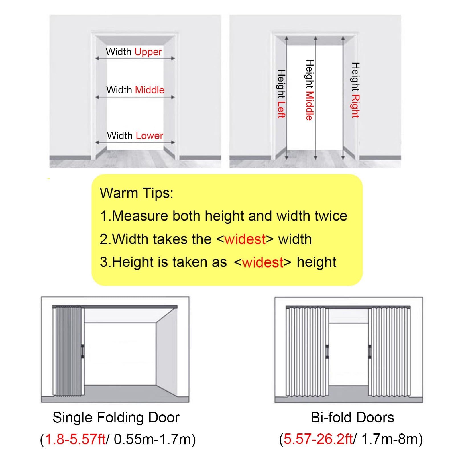 Portes pliantes télescopiques Porte pliante avec poignées et vitre, Porte Accordéon intérieure personnalisable pour cuisine/ salle de bain/ chambre à coucher avec serrure, Kit de porte de séparation d