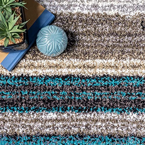 Image of Shaggy Rugs 12 x 16 Feet Soft and Cozy Carpet for Living Room & Hall, Bedroom, and Kids Room Non-Slip, High Pile, Machine Washable, Perfect for Any Room (Blue Multi-A)