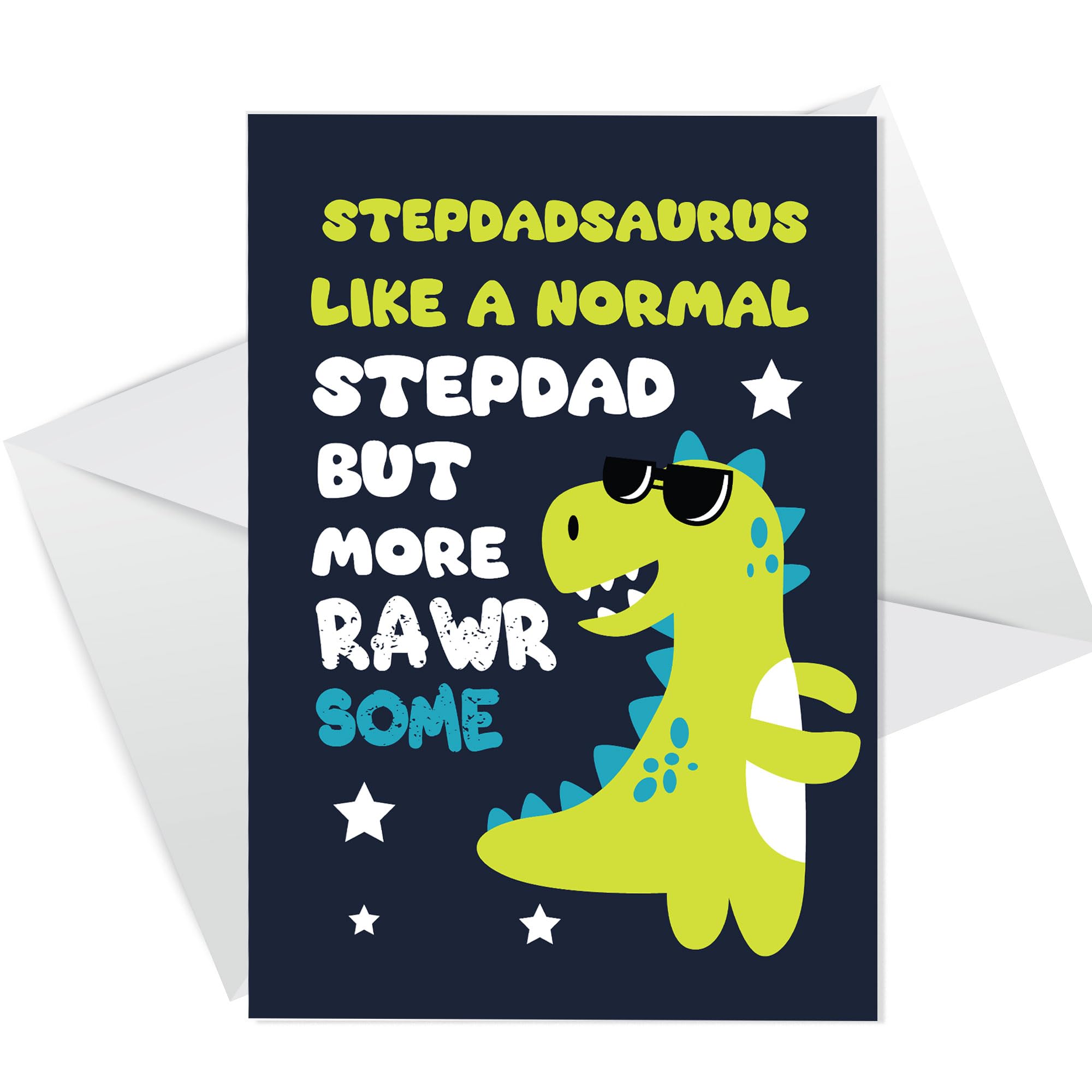RED OCEAN Fathers Day Cards for Stepdad, Stepdadsaurus, Stepdad Fathers Day Card from Daughter Son, Birthday Card Stepdad, Cute Step Dad Dinosaur Birthday Card, A6 Card With Envelope