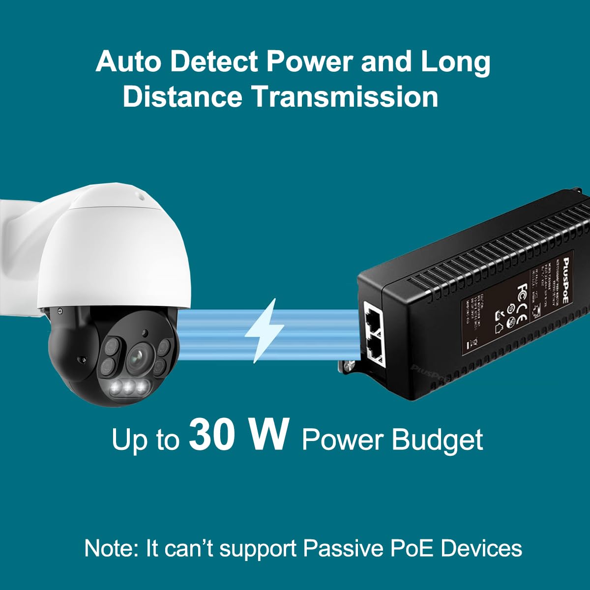 Gigabit PoE+ Injector Adapter - 30W 48V Power Over Ethernet Plus - 10/100/1000Mbps IEEE 802.3af/at Compliant - Up to 100 M (328 ft) Range.