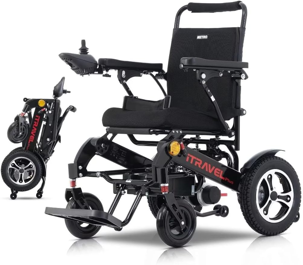Electric Wheelchair,Lightweight Folding Wheelchair,Electric Wheelchair Scooter,All Terrain Intelligent Power Wheelchair,20AH Lithium Battery,Capable of Carrying 300 Ib,Travel Size, for Adults (Black)