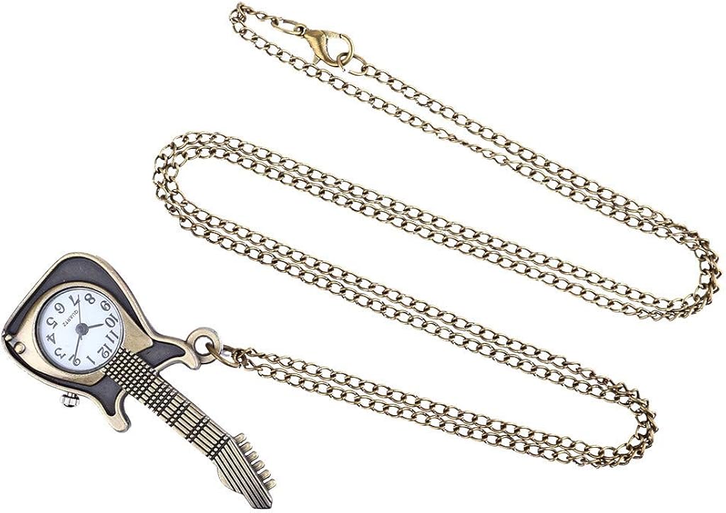 Tough Watch Quartz Classic Retro Guitar Punk Watch Watch Pocket Necklace Personality Men's Watch (As Shown, One Size) : Clothing, Shoes & Jewelry
