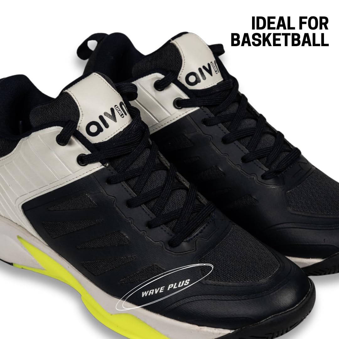 Aivin Wave Plus Basketball Shoes | Durable TPU & Synthetic Leather | Breathable Mesh | Cushion EVA Comfort | Non-Marking Rubber Outsole | Sizes 6-12 | Neutral Arch | for Basketball (Blue/White, UK Footwear Size System, Adult, Men, Numeric, Medium, 7) 3