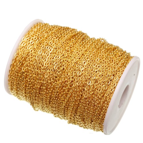 ILOVEDIY - Chaîne plaqué argent pour création de bijoux 3u00a0x 2u00a0mm Lots-5Meters or