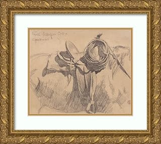 ArtDirect Maynard Dixon 17x15 Gold Ornate Frame and Double Matted Museum Art Print Titled - For Cowboy's Saddle Gear, Hill Camp, Oregon (1901)