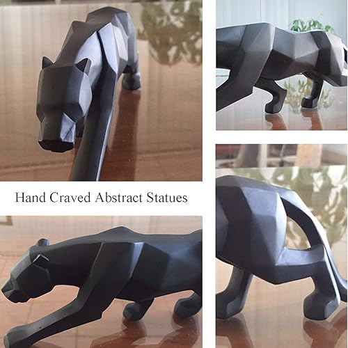 Miniatura 4 de Abstracto Estatuas De Leopardo Panther Escultura Mano Anhelada Animal Resina Decoración Moderno Para El Hogar Grande Blanco