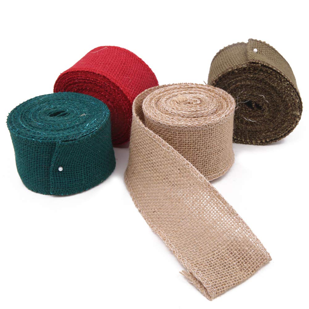 Photo 1 of 6.5 Yards 2.3’’ Natural Jute Burlap Wired Ribbon Rolls for Wedding Christmas Wreath Bows Trims Craft Decoration