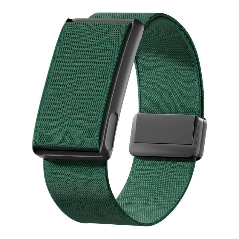 VeveXiao Stretchy Nylon Loop Strap Compatible With Amazfit Helio Strap, Breathable Sports Strap Sweat Absorption Band with Metal Frame Connector for Men Women-No Tracker (green)