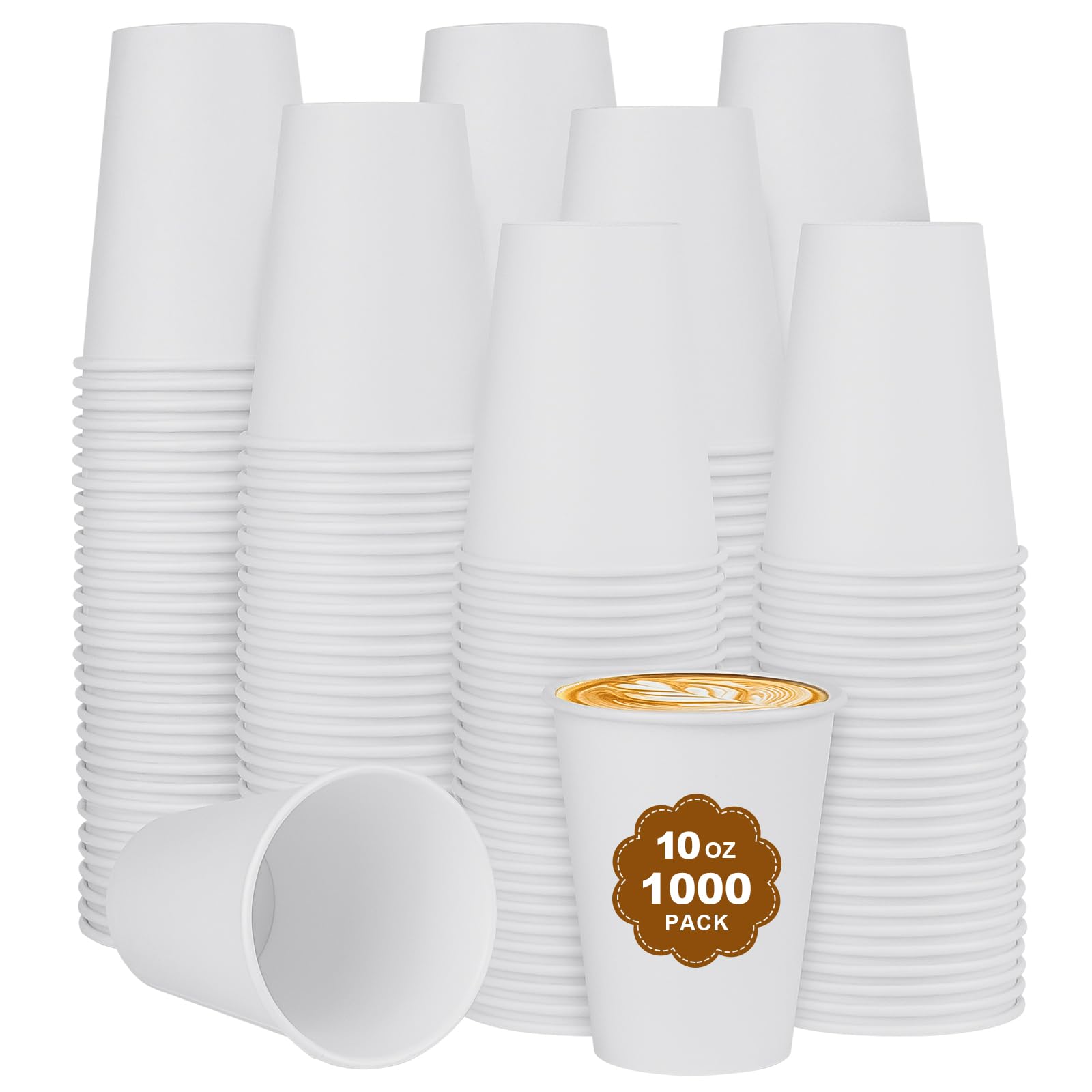 Coffee Cups 10oz 1000 Pack - Disposable Paper Coffee Cups, To Go Hot Cups for Coffee, White Paper Cups for Hot Beverages, Home, Offices, Cafes, Parties, Events
