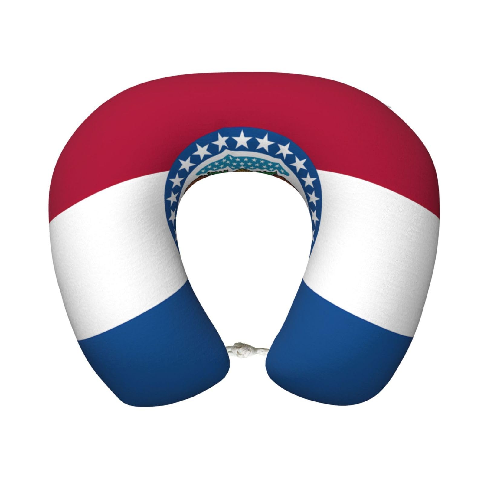 peiyeety Comfortable Missouri State Flag Print Memory Foam Travel Pillow - U-Shaped Neck Support for Trips, Office Naps, and More