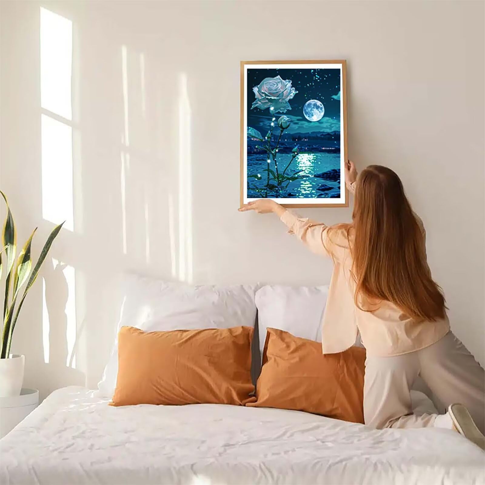 Luna Diamond Painting Adulti 60x80cm, 5D Diamond Painting Kit M-2548 | Fiore DIY Disegni con Perline da Attaccare, Kit Pittura Adulti, Diamantini Crystal Art, Decorazioni Casa Regalo Donna