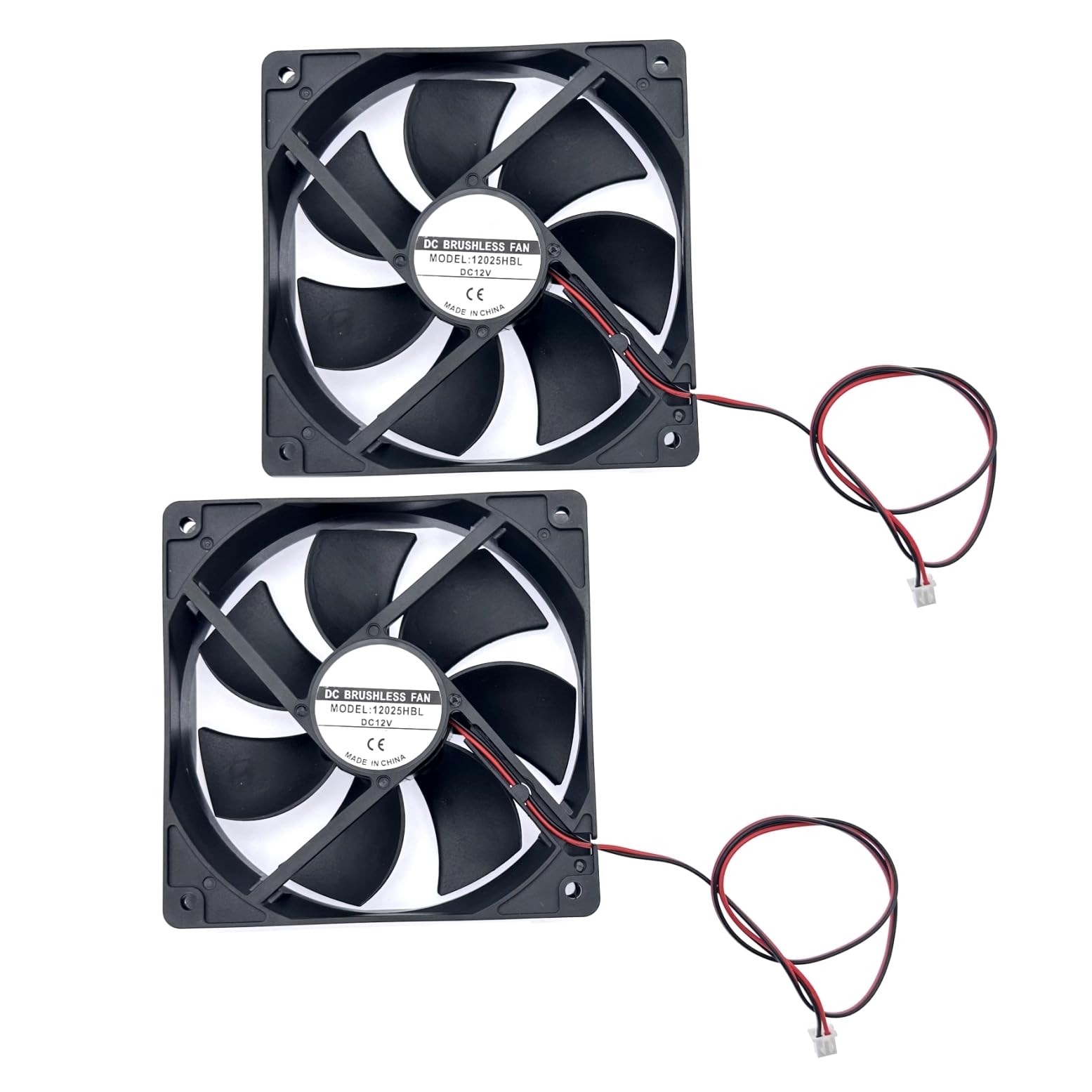 JZK 2 piezas Ventilador de refrigeración de 12V DC de 12 cm, 12025 Ventilador de doble cojinete de bolas de bajo ruido, ventilador sin escobillas de 120 mm para máquina de hielo