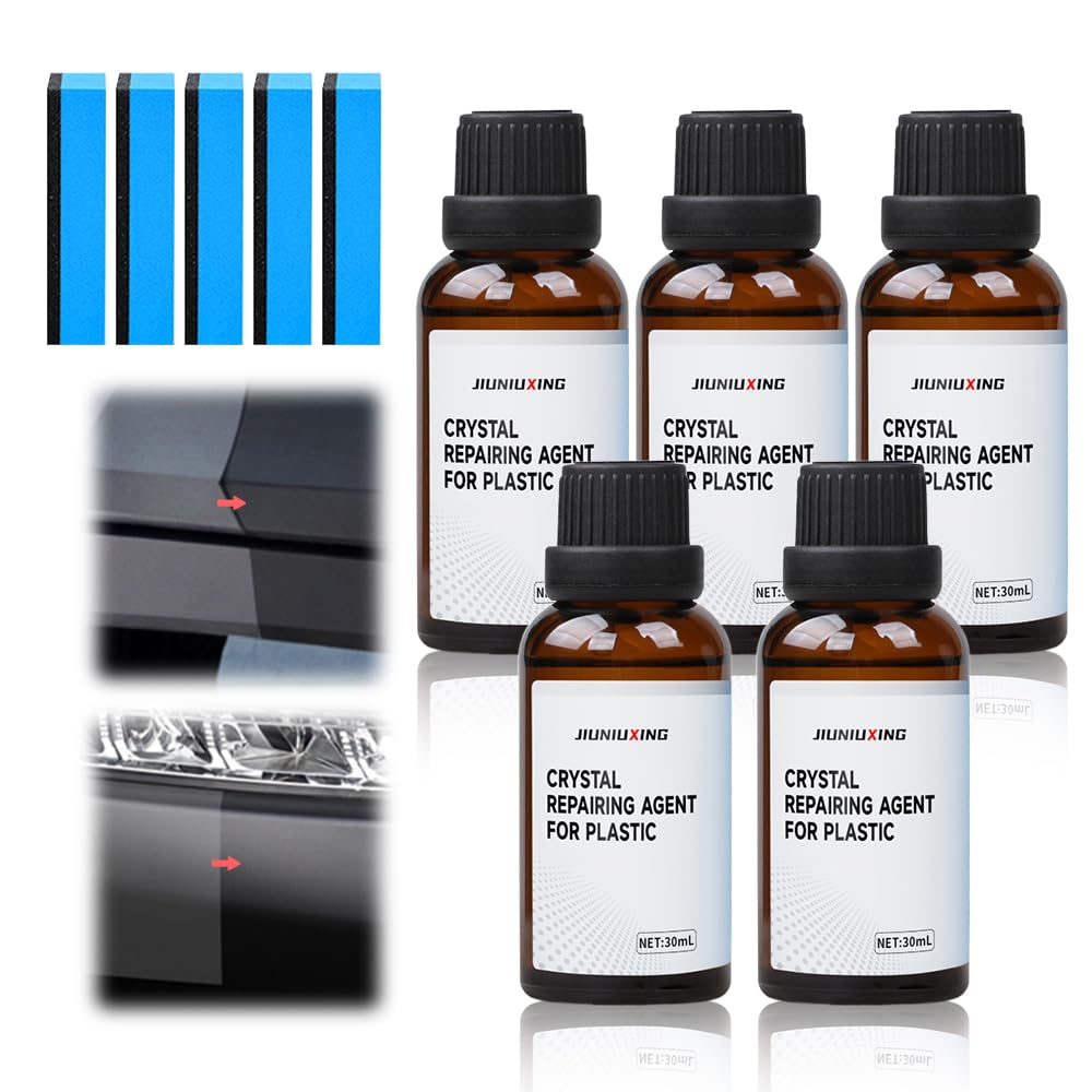 Plastics Parts Crystal Coating, 2025 Upgraded Leather Plastic Polishing Renovation Coating Agent, Car Trim Restorer with Sponge, Crystal Coating for Cars Interior or Exterior (5)