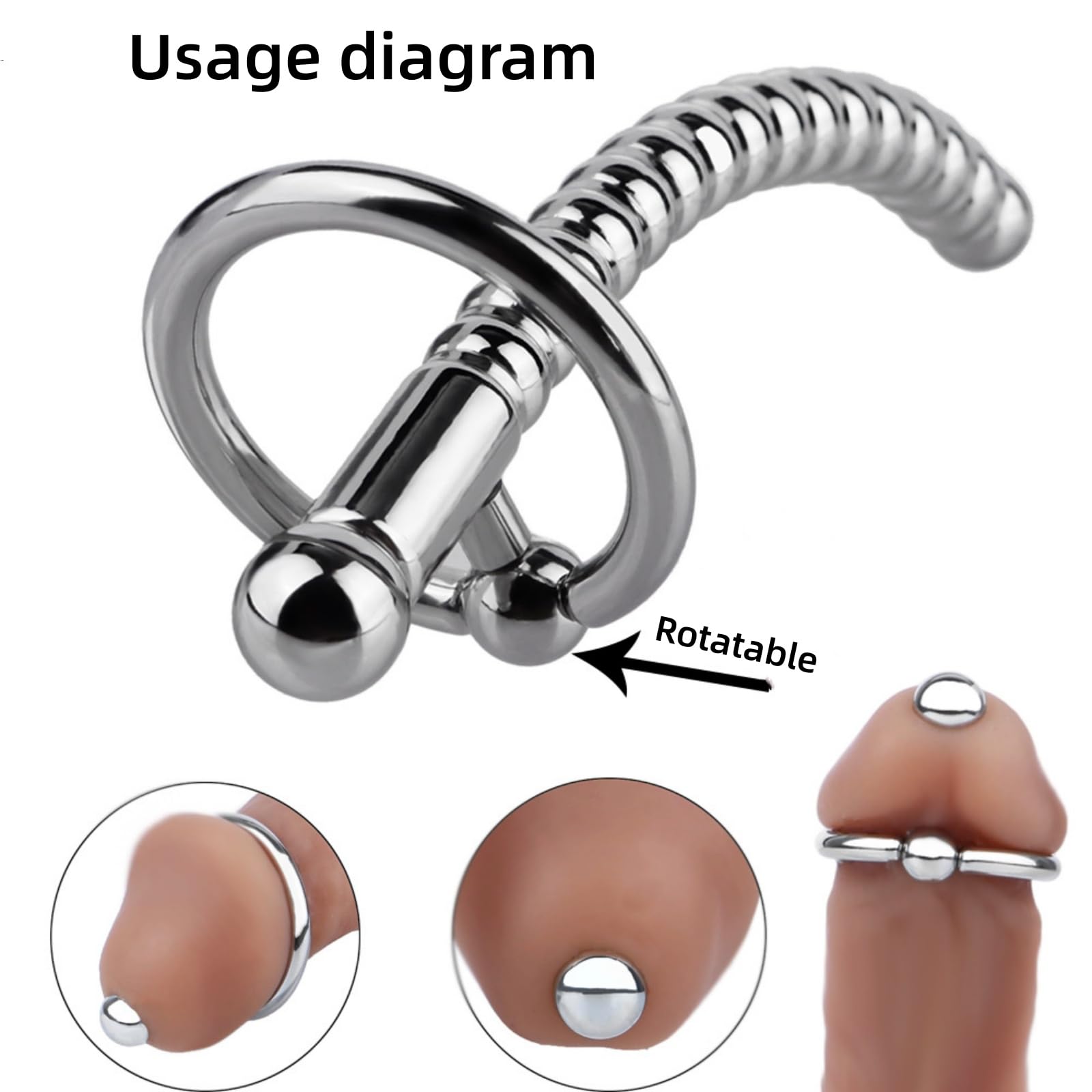 Tige urétrale amovible en métal pour hommes avec anneau fixe Accessoire d'exercice - frhlM74 (S)