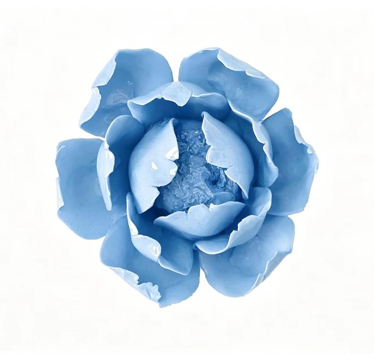 Light Blue,Peony Flower Bud, 3.16",Ceramic Flower Wall Art Decor, Artificial Flower Wall Sculpture,Handmade Ceramic Flowers for Home,Hallway,Living Room, Kitchen,Bathroom
