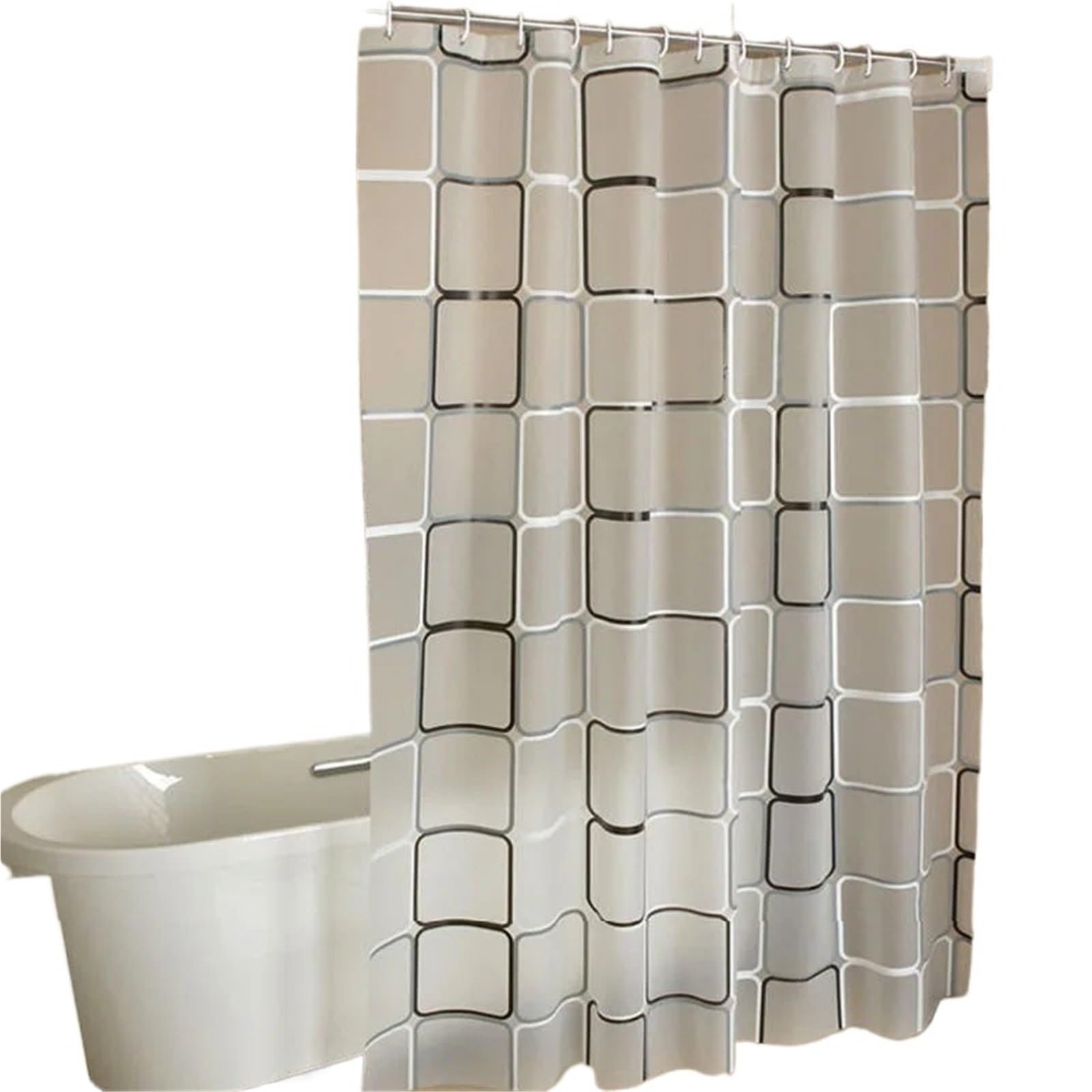 MZSKLW Shower Curtain Bathroom Shower Curtains Waterproof Bath Curtain Modern Geometric Plaid Pattern Farmhouse Household Decoration Translucent
