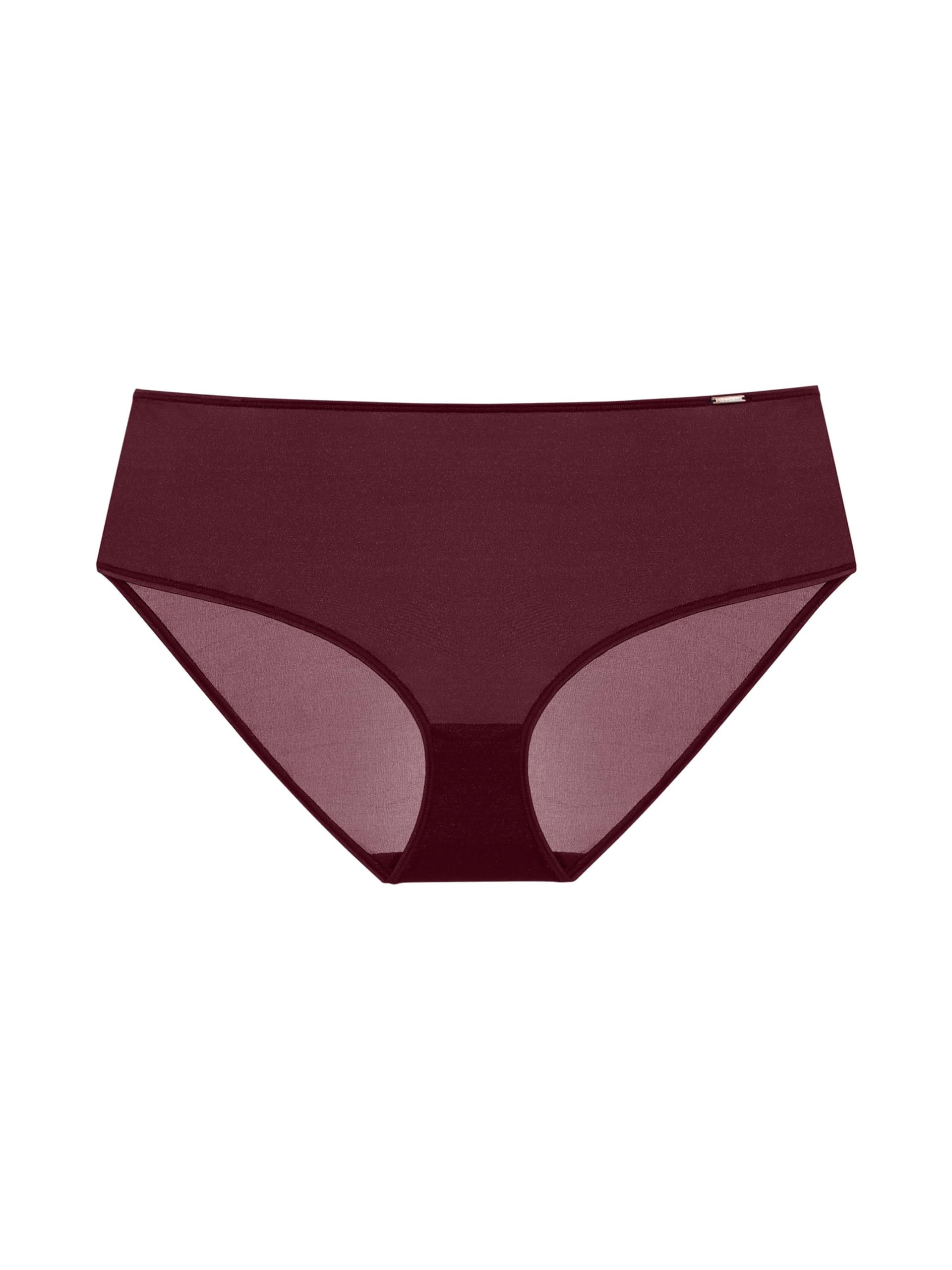 DORINA ORIGINS Midi – Shimmer Mesh, Comfortable Mid-Rise Fit, Generous Back Coverage, Red