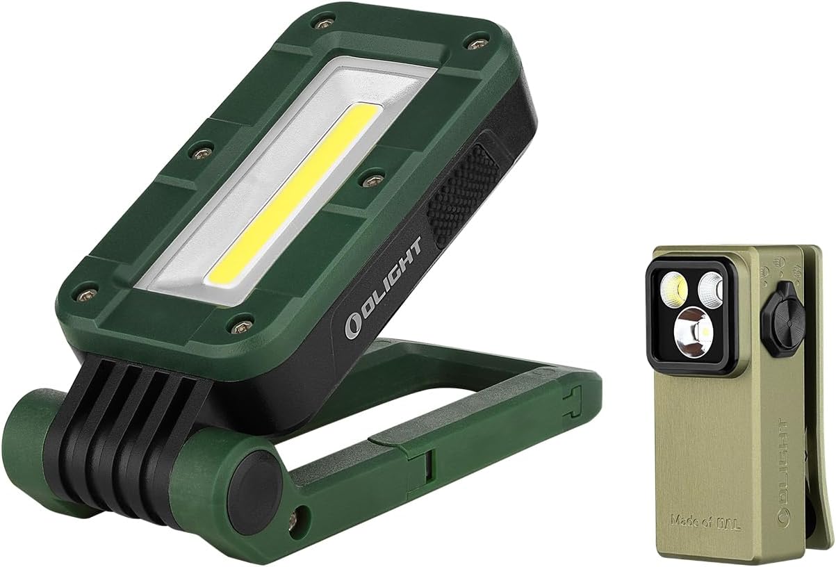 OLIGHT Swivel 400 Lumens Rechargeable COB Work Light with Magnetic Base and Hanging Hook and OLIGHT Oclip Ultra EDC Flashlight Clip-on Light, 530 Lumens Rechargeable with Type-C Charging