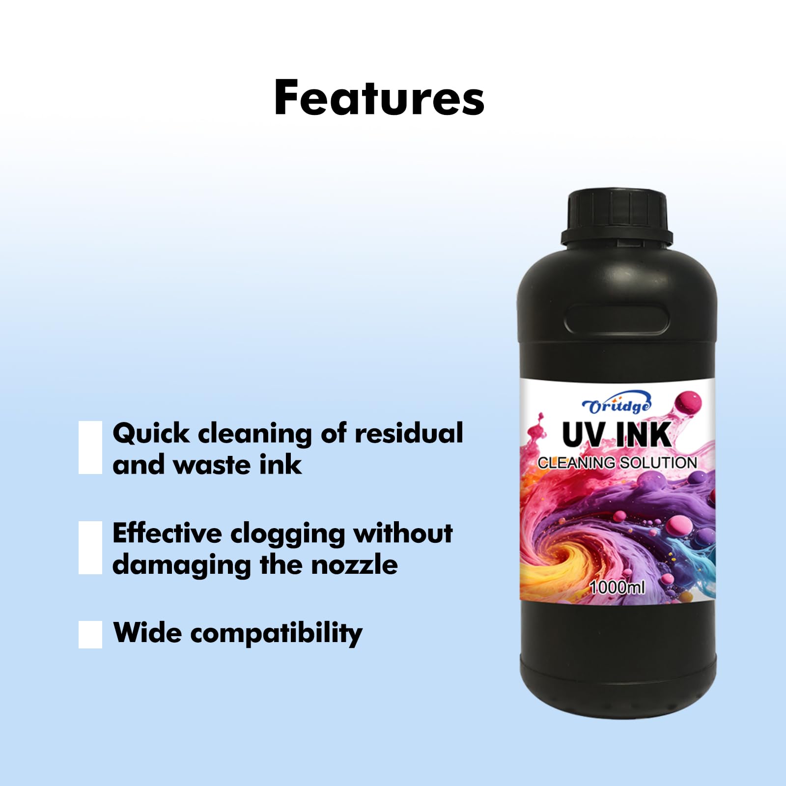 Limpiador de Cabezales de UV Tinta 1000-ml para Limpiador para boquillas de UV Encre Compatible para XP600 TX800 i3200 i1600 L805 1390 DX5 DX6 DX7 DX10 Cabezales