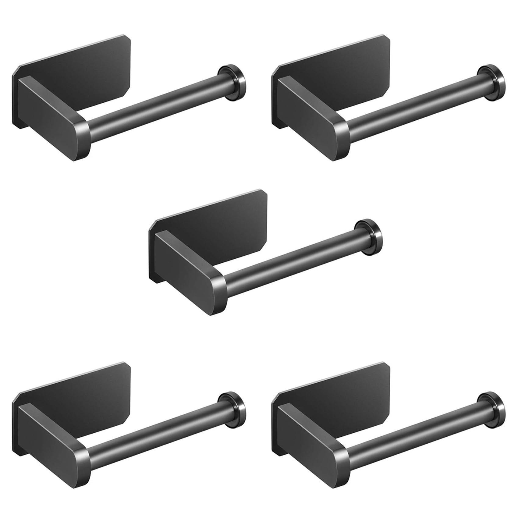 Hndhbfgrt 5X Toilet Paper Holder Self Adhesive Kitchen Washroom Adhesive Toilet Roll Holder No Drilling - Black