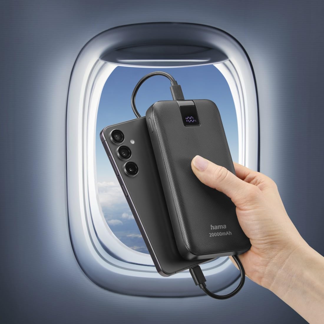 Hama Power Pack do ładowania telefonu 20000 mAh (powerbank, szybkie ładowanie, 2 x USB C, USB C, pojemny, lekki, ładowarka, Power Delivery, Qualcoom Quick Charge, Fast charge) antracyt