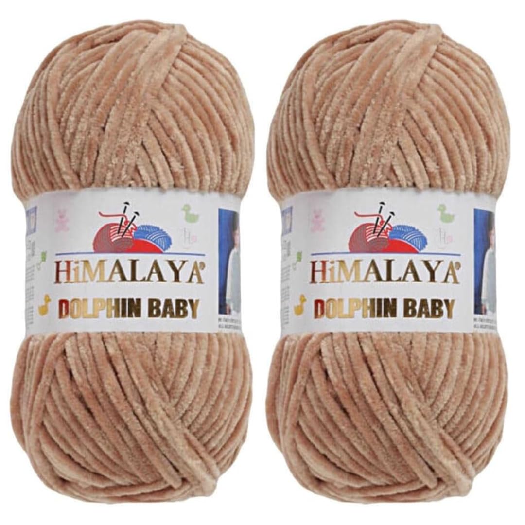 Himalaya Dolphin Baby Yarn 2 X 100g Skeins Super Bulky Yarn for Knitting/Crochet Ideal for Cardigans Shawls Blankets Hats and Home Textiles (2, 80365 Beige)