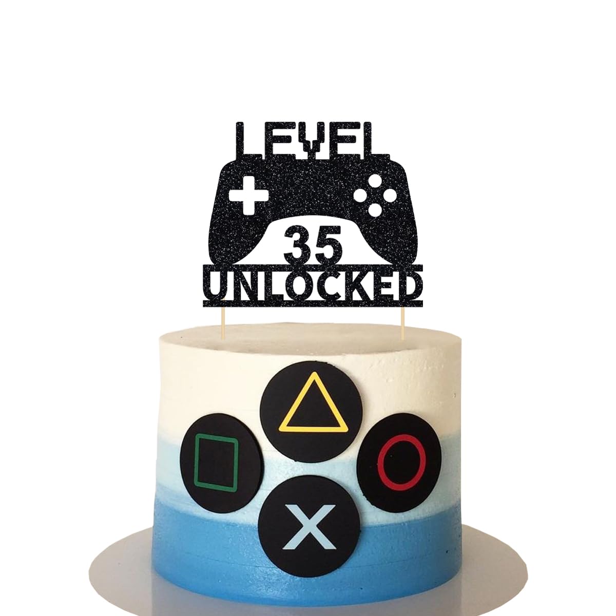 Level 35 Unlocked Cake Topper 35th Birthday Cake Topper Video Game Controller Theme Cake Decorations Party Supplies