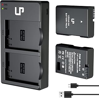 EN-EL14 EN EL14a Battery (2-Pack) and Dual Battery Charger Set, Compatible with Nikon D3100, D3200, D3300, D3400, D3500, D5100, D5200, D5300, D5500, D5600, DF, Coolpix P7000, P7100, P7800 Cameras