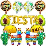 Fiesta Party Decoration Supplies Fiesta Foil Balloons 13pcs Mexico Taco Llama Cactus Avocado Balloon for Cinco De Mayo Taco Bout a Party Luau Party Mexican Theme Decorations Birthday Baby Shower