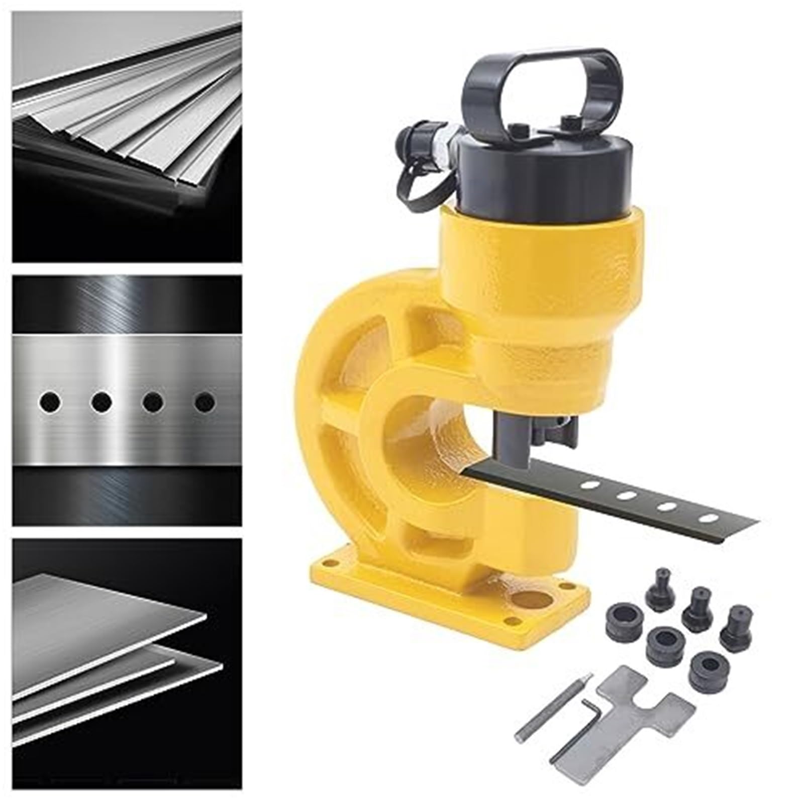 Punzonatrice idraulica da 31 tonnellate con set di matrici e piastra di imbottitura, punzonatrice manuale in acciaio for lamiere, industria energetica,
