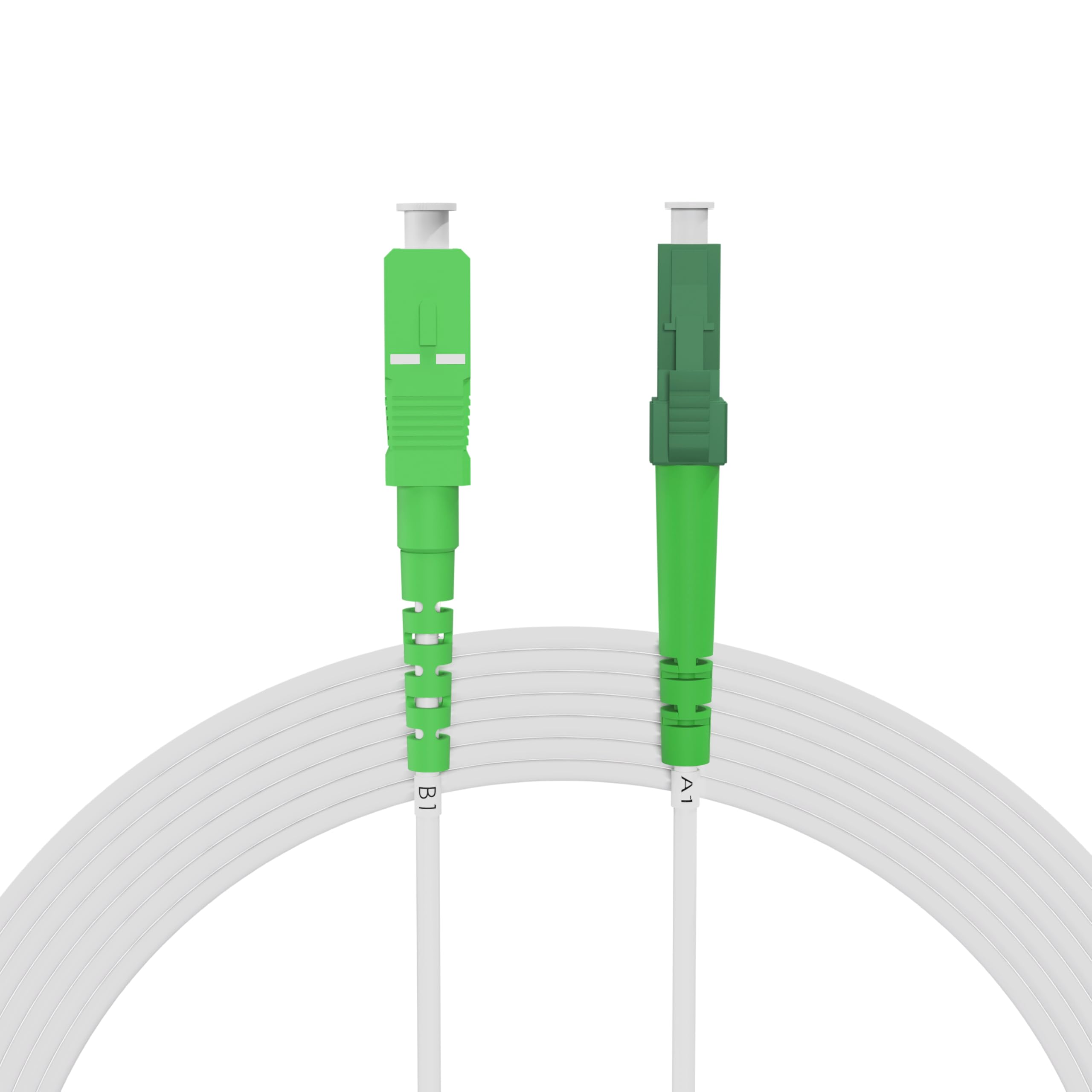 50m Câble Fibre Optique Blanc LC/APC vers SC/APC | Simplex Monomode OS2 FTTH Câble Fibre Optique