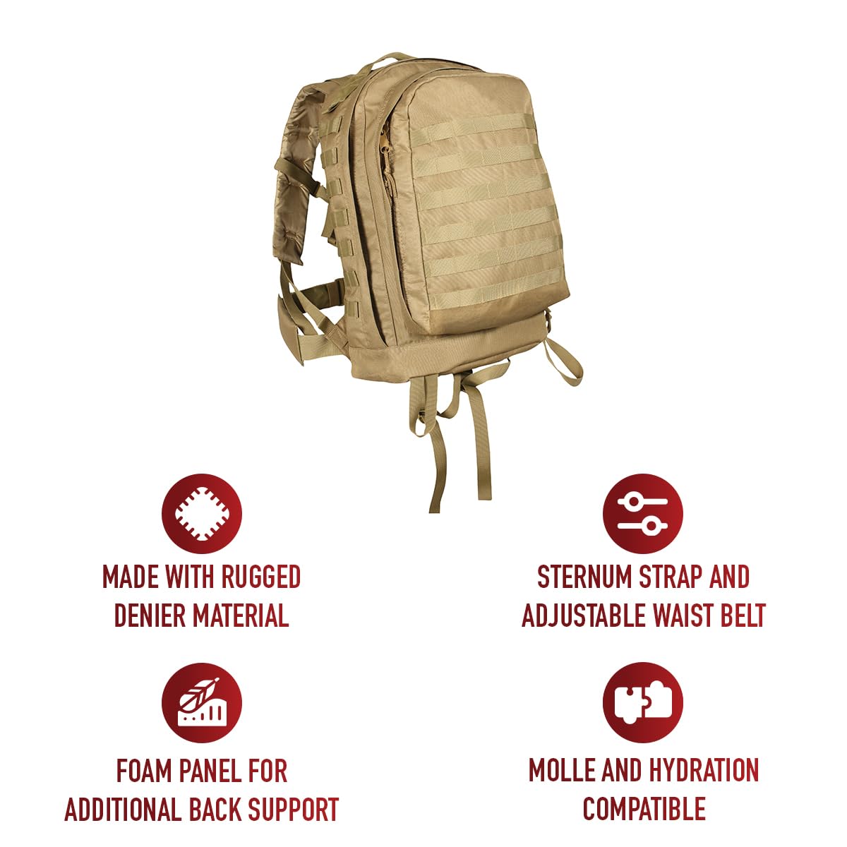 Rothco MOLLE II 3-Day Assault Pack, Coyote Brown