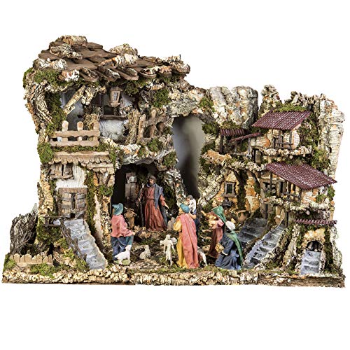 Holyart Nativity Village, Stable with Fountain 80x110x70cm, EmptyHeight: 80 cm|Depth: 70 cm|Width: 110 cm