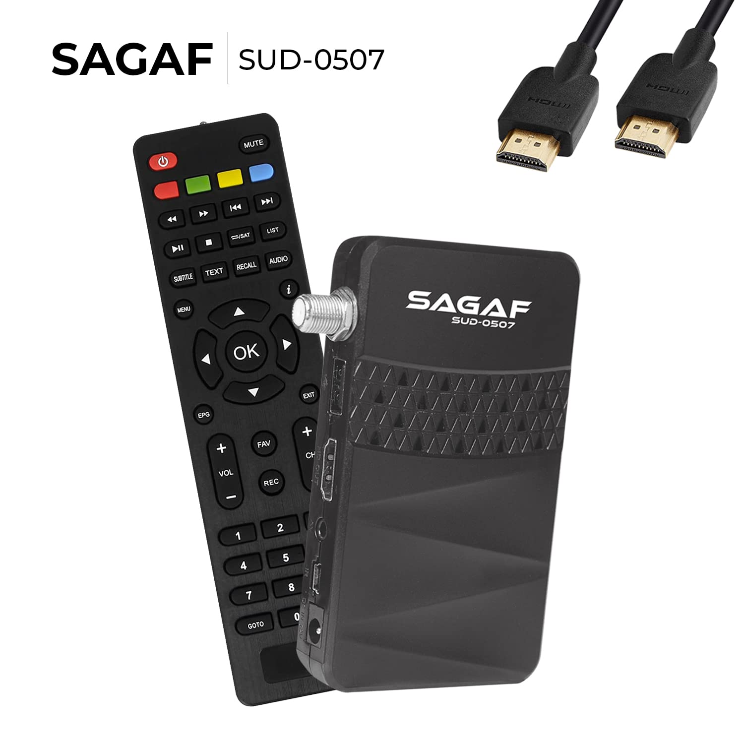 Leyf & Sagaf SUD-0507 Récepteur Satellite Mini DVB-S2 Full HD 1080p HDTV Scart USB Astra Hotbird Turksat