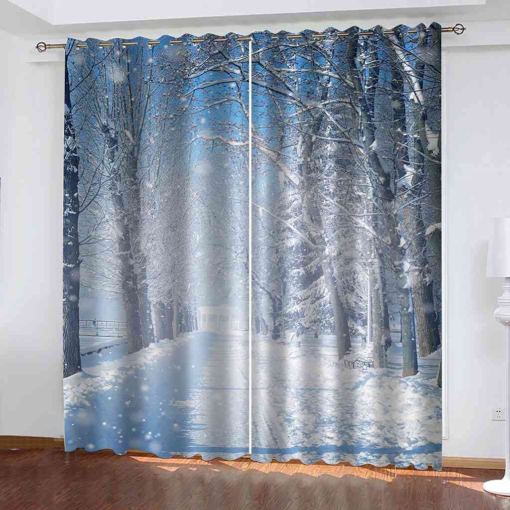 Rideaux occultants isolant thermique et phonique paysage neige 3D