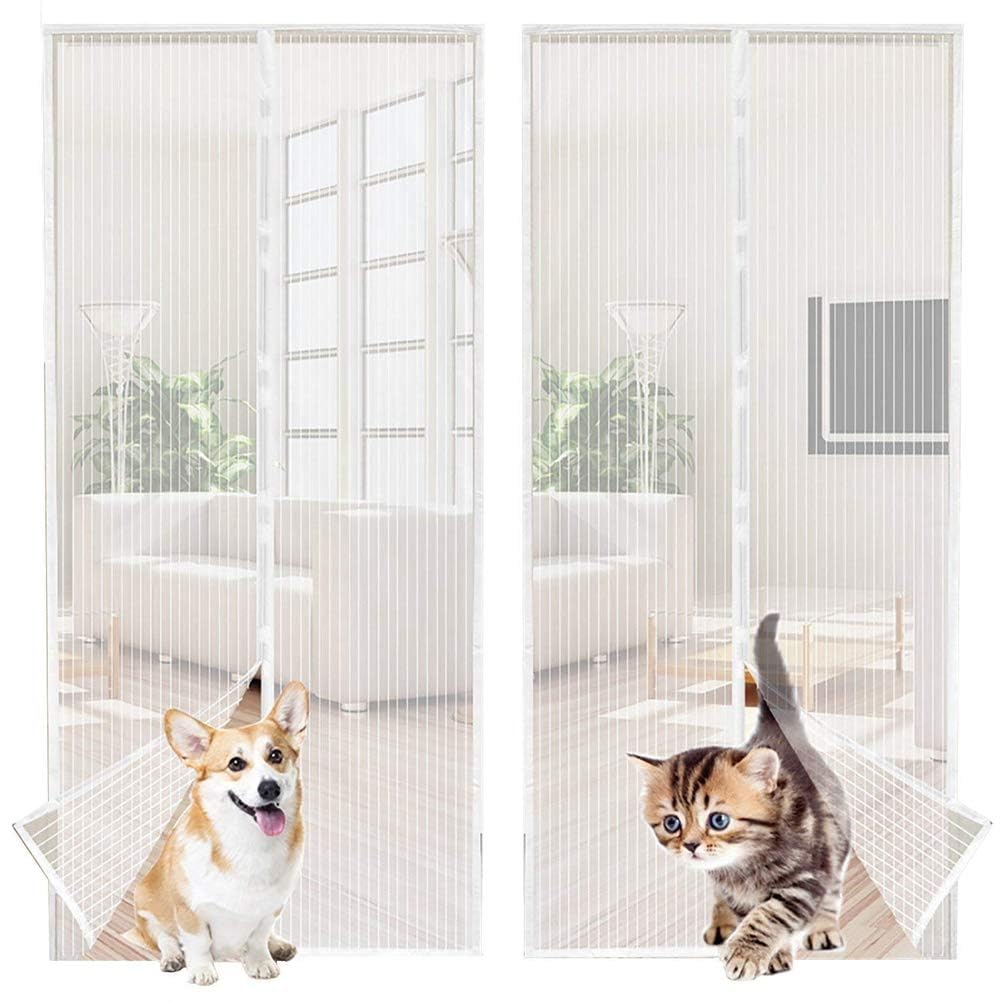 Azonee Magnetic Screen Door, Heavy Duty Mesh Curtain Powerful Magnetic Full Frame Adhersive Strip Close Automatically Insect Protection Door No Gap Pet and Kid Friendly, Self Sealing (120 * 220cm)