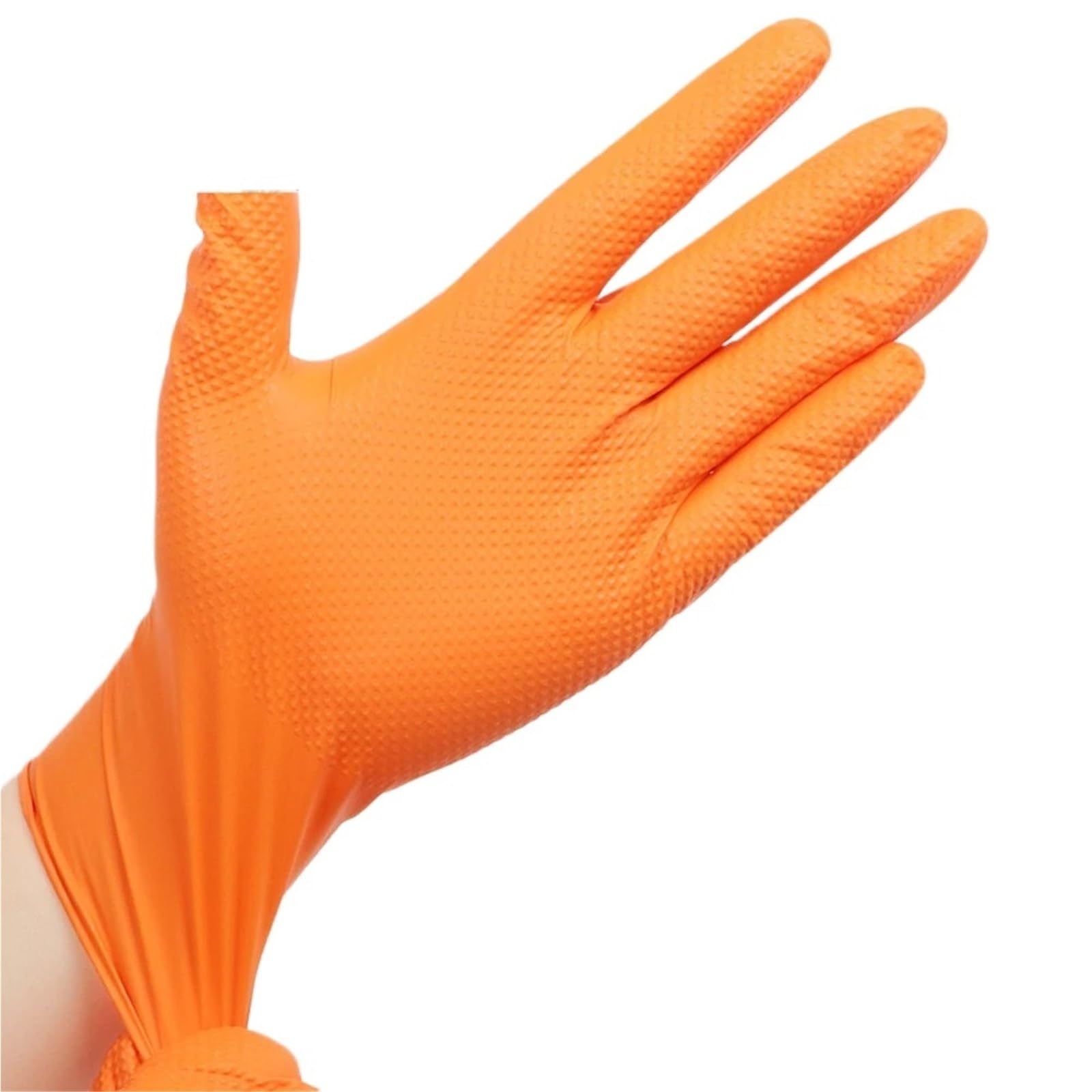 Guanti Da Lavoro Antiscivolo Guanti da lavoro in nitrile diamantato addensato con impugnatura strutturata antiscivolo di sicurezza for il giardino domestico meccanico(Orange- 50pcs,L)