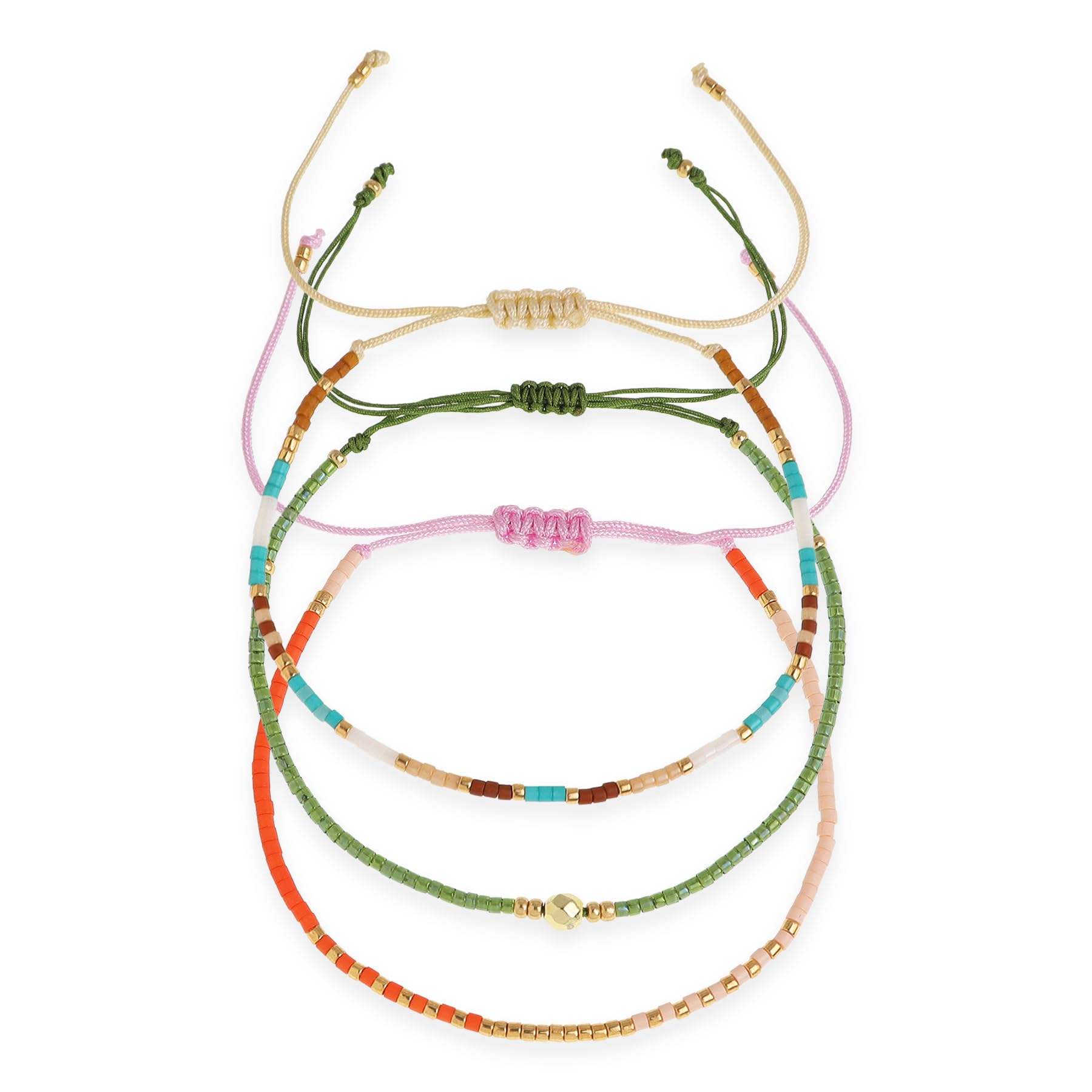 BXDA Beaded Stack Bracelets Set for Women, Boho Handmade Adjustable Colorful Beads Stackable Strand Bracelet Prom Jewelry Gift.