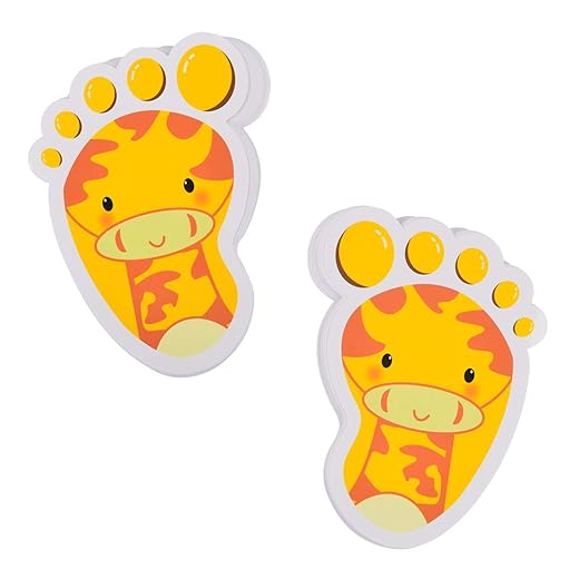 Bluecell 15-Pairs Cartoon Animals Guide Self-Adhesive Footprints Stickers Floor Decals for Room Party Nursery Floor Stairs Decor (Giraffe (Yellow))