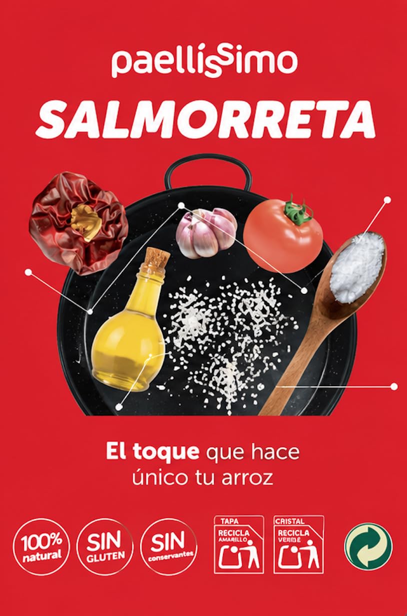 Paellissimo - Salmorret do Paella, Alicantina, Sos Solmorret, Sofrito do wzmocnienia smaku paelli, ryżu, makaronu i gulaszu - 2 słoiki po 110gr (22 porcje na słoik)