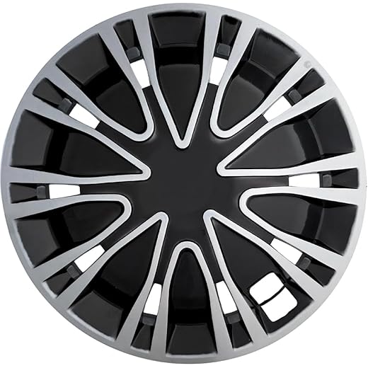 NEOZAK by Prigan Wheel Cover for All 15 Inch Cars, Silver Black Wheel Cap (Available in 13,14,15,16 Inch) (Set of 4 Pcs) (Press Fitting) Model- Drive Silver Black-15