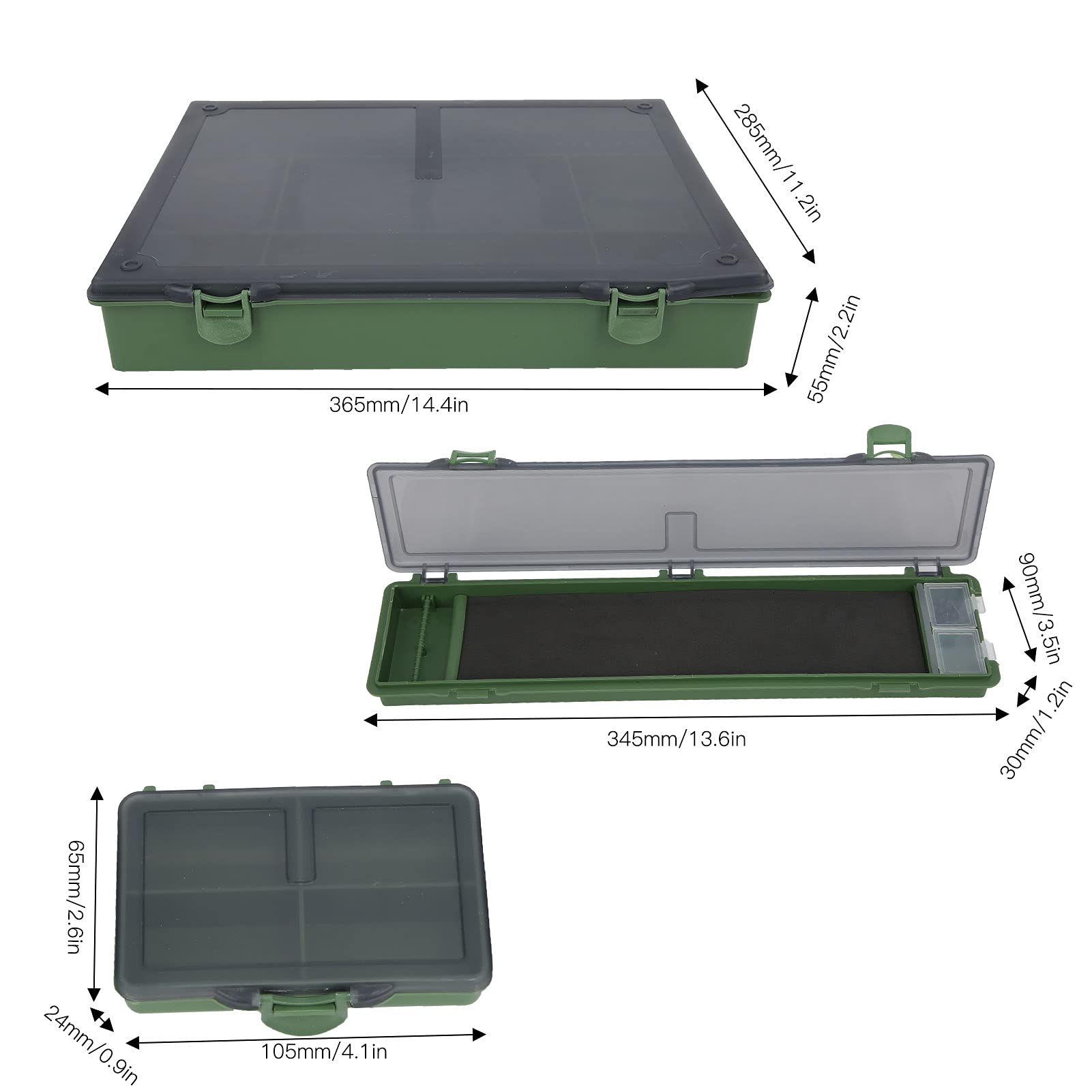 Qqmora Caja de Aparejos de Pesca de Gran Capacidad, Estuche de Almacenamiento Duradero para Accesorios de Pesca con Reglas, 365x285x55mm