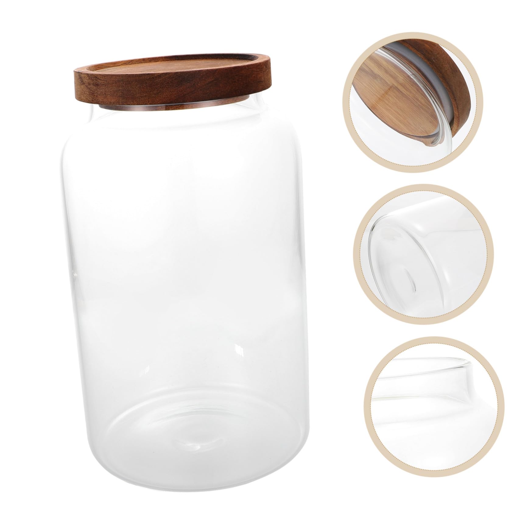 VICASKY Küchenvorratsglas 2, 8l aus Glas mit Holzdeckel für Lebensmittel | Getreide und Vorräte, Flacher Boden, Tisch und Küchenbereich, Klare Sicht den Inhalt