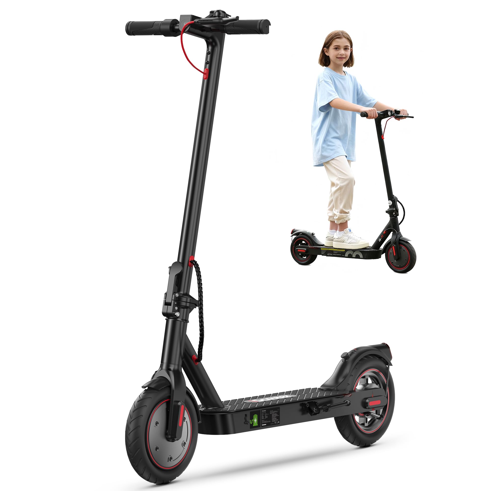iScooter Electric Scooter Adults & Teens, 500/650 Peak Power, Up to 15/18/25 Miles Range, 19/22/25 MPH Top Speed, Cruise Control, Dual Braking System, Foldable E Scooter for Commuting & Campus Use