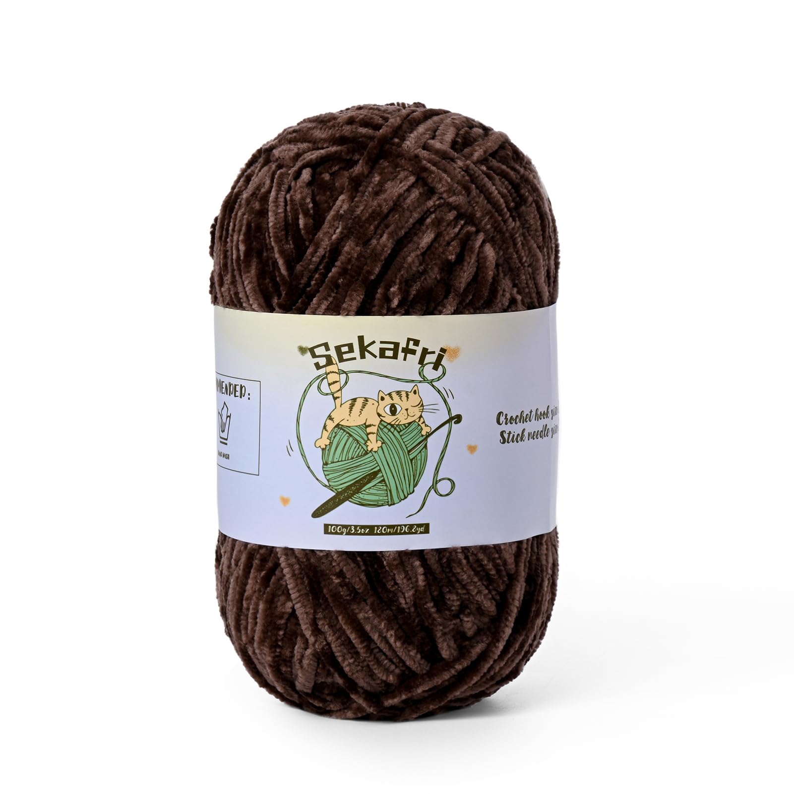 Fuzzy Chenille Yarn for Crocheting Amigurumi Crochet Yarn Coffee